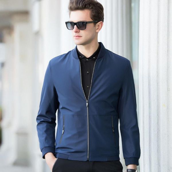 

men's jackets men 2021 spring autumn fashion middle-aged business coat solid color short male casual zipper overcoats o47, Black;brown