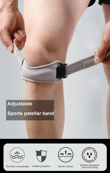 

elbow & knee pads adjustable patellar tendon support strap band double patella brace stabilizer relieve pain sports, Black;gray