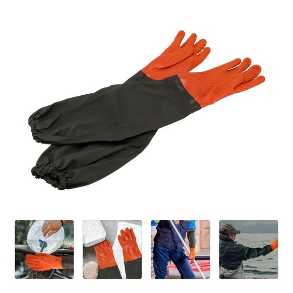 

disposable gloves 1pair waterproof fishing wear-resistant garden work black orange
