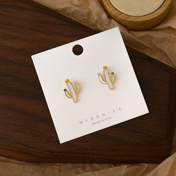 

stud 2021 arrival geometric acrylic korean colorful cactus shell lovely flower earrings for women fashion jewelry, Golden;silver