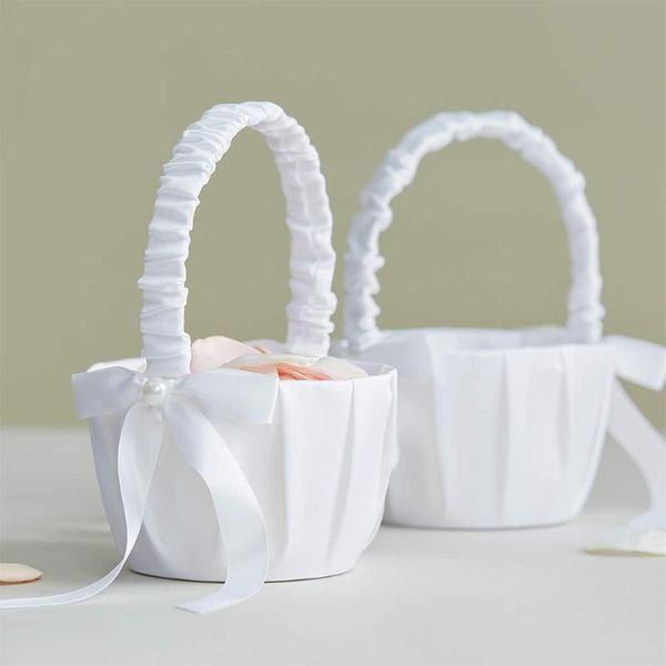 

gift wrap 1pc wedding basket flower romantic bowknot ceremony party rose girl with satin ribbons for