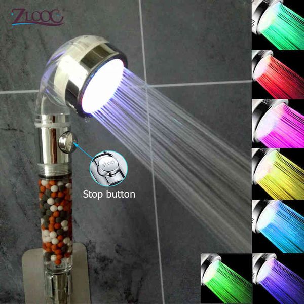 ZLOOG Sıcak El Banyo LED Duş Başlığı Yüksek Basınçlı Su Tasarrufu Anyon Spa Filtre Yağmur Duş Başlığı H1209