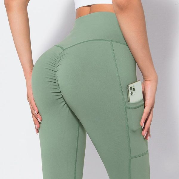 

yoga outfit 2021 pants push up leggings sport women fitness squat proof gym high waist side pocket running tights
