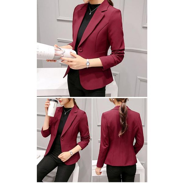 

women's suits & blazers korean version slim suit blazer mujer 2021 temperament autumn fashion office lady single breasted solid full, White;black
