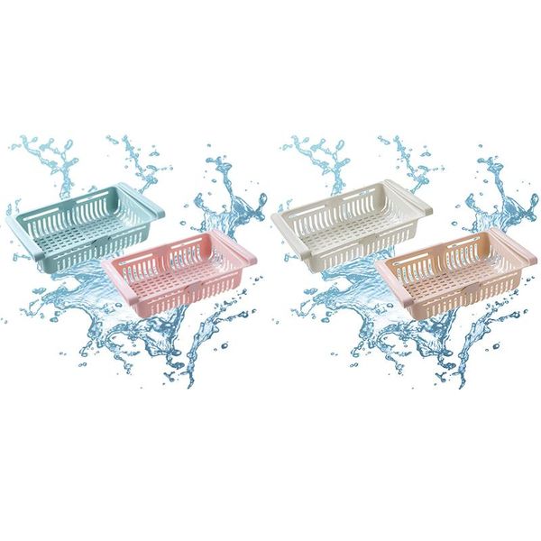 

kitchen storage & organization 2pcs fridge drawer organizer, retractable refrigerator box, upgraded pull out bins