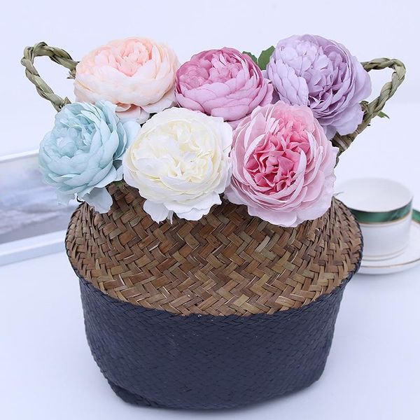 

piece artificial flowers silk peony vases for home decoration accessories wedding decorative fake plants & wreaths