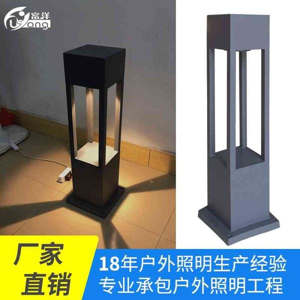 

outdoor modern hollow square outdoor courtyard lighting aluminum lawn lamp