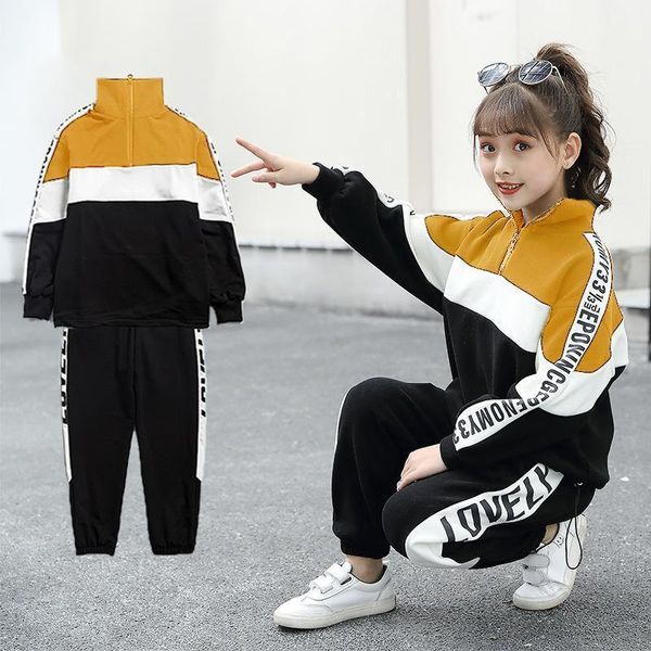 

clothing sets big girl children's autumn clothes 12 girls 15 years old western sports women's spring and casual suit1, White