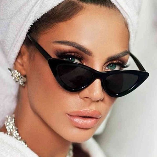 

mens sunglasses brand designer cat eye sunglasses women cute triangle sun glasses for small frame cateye oculos vintage black, White;black