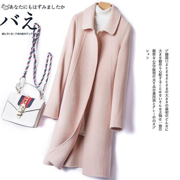 

women's wool & blends 2021 high-end double-sided cashmere coat whom long doll brought little cultivate morality, knee-length, Black