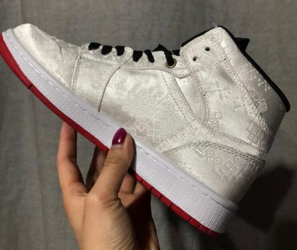 

1 mid fearless white satin silk basketball shoes men 1s edison sports sneakers