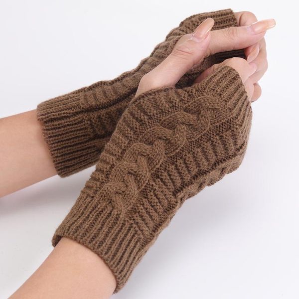 

five fingers gloves fashion men women knitted fingerless winter soft warm mitten solid color plain clothing accessories multi, Blue;gray