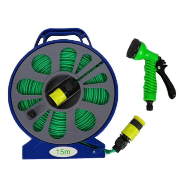 

garden outdoor hose pipe & reel with spray nozzle plants watering equipments