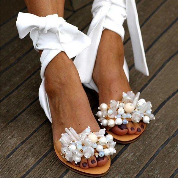 

sandals bohemian summer shoes women crystal diamond solid leather soft rubber sole basic ankle straps women's sandales femmes, Black