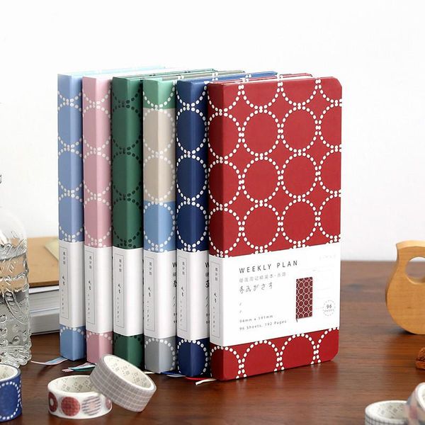 

hardcover pocket weekly planner 94mm*191mm cool colorful circle fashion monthly notebook business pages notepads, Purple;pink