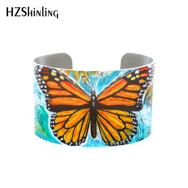 

daisey butterfly jewelry cuff bracelet brushed with blue butterflies insect jewelry nature gifts for women bangle q0719, Black