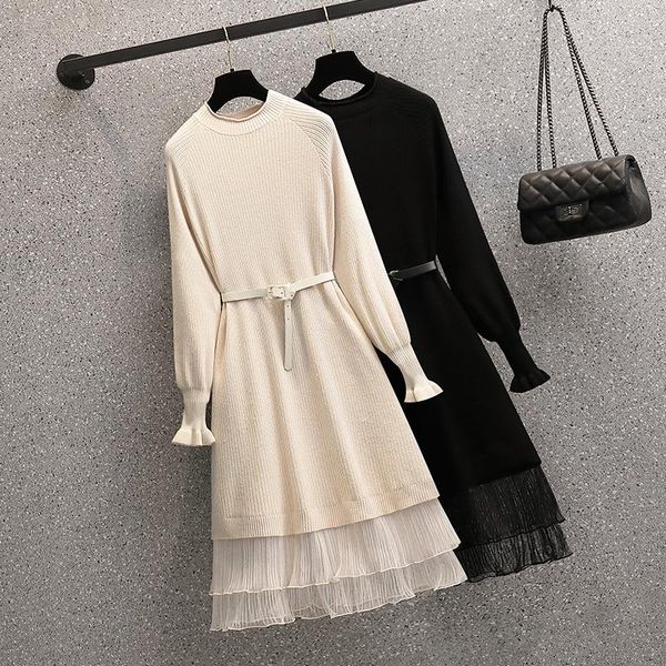 

casual dresses autumn winter splicing vestidos de festa elegant pastel knitted dress sukienki na wesele damskie robes femme, Black;gray