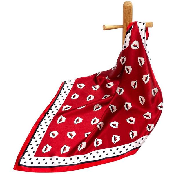 

scarves women pure silk lips print scarf handkerchief bandana female hair women's natural square neck head, Blue;gray