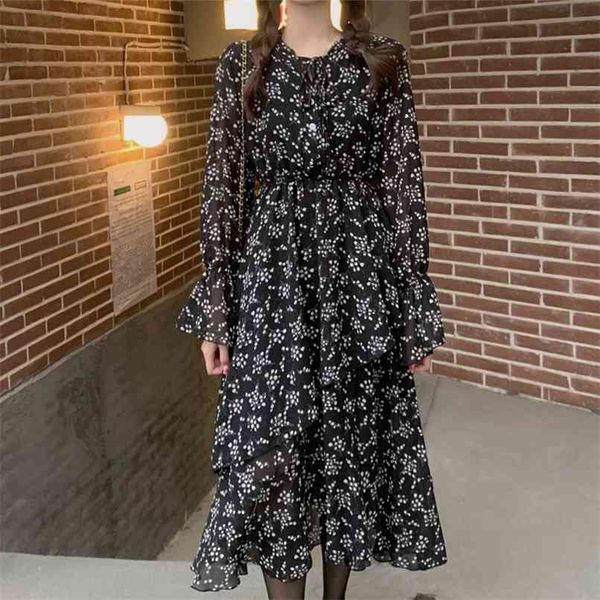 

4xl plus size clothing for women dress summer retro floral skirt thin es party 210520, Black;gray