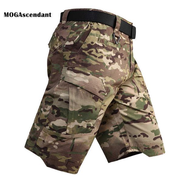 Männer Sommer Wandern Shorts Multi Tasche Lose Camouflage Kurze Outdoor Klettern Armee Militärische Ausbildung Taktische S-3XL 210714