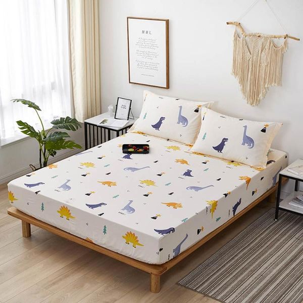 

sheets & sets cartoon dinosaurs fitted sheet(with elastic band) bed mattress protective cover cotton bedlinens sheet customizing size