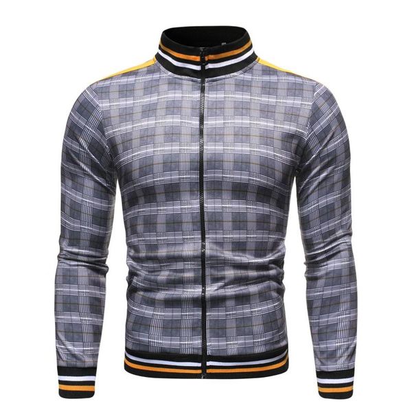

men's jackets coat autumn fashion jacket baseball plaid european and american style printed casual, Black;brown