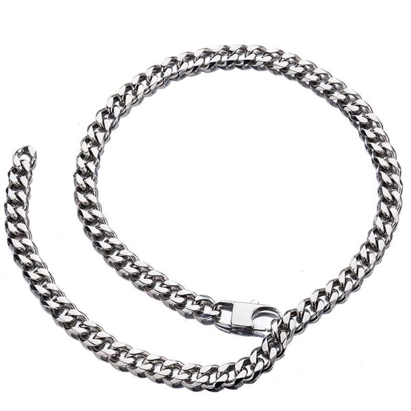 

chains silver color womens mens cuban link chain style 10mm adjustable choker leash hip hop shin light slim miami stainless steel curb