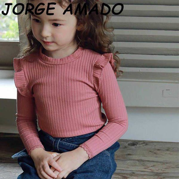 

girls t-shirts autumn cotton stripe long sleeve bottoming shirt children clothing e20570 210610, Blue