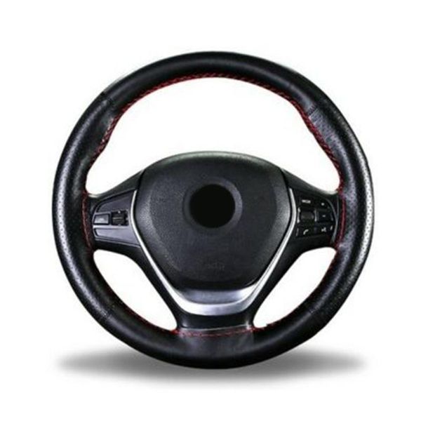 

steering wheel covers 1pc cover black car diy decor red line sew unique universal