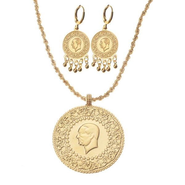 

earrings & necklace ethnic necklace/earrings gold plating dubai jewelry sets trendy morrocan for women muslim wedding, Silver