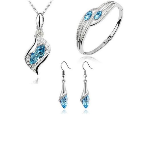 

earrings & necklace fashion style jewelry set crystal chic eyes drop bracelet diy, Silver