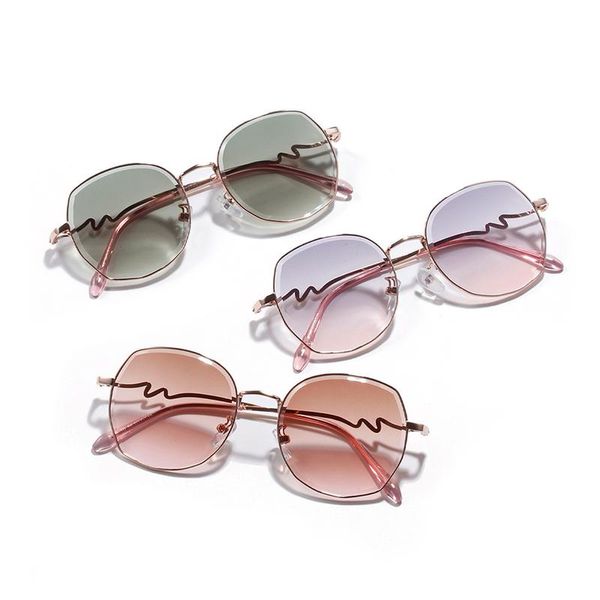 

curve fashion metal round frame sunglasses for women with small colored candy, White;black