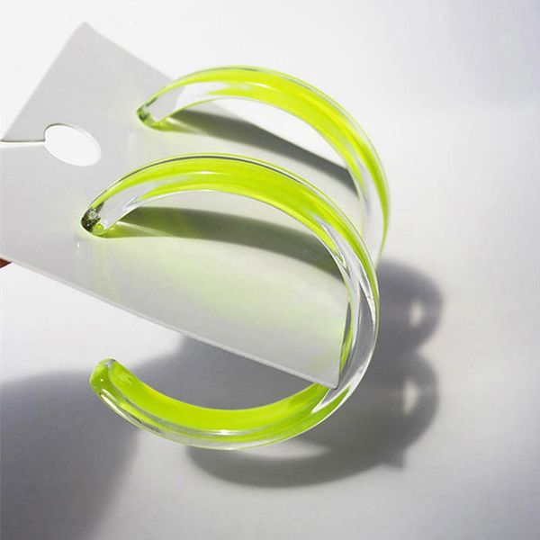 Hoop Huggie Coreano Trasparente Neon Verde Orecchini Acrilici Per Le Donne Grande Cerchio Rotondo Cerchi Brincos Gioielli di Moda Regalo Del Partito