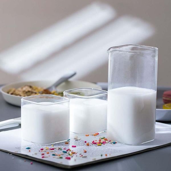 

wine glasses transparent square glass cup heat-resistant milk breakfast mugs coffee cocktail whiskey dispenser home bar drinkware