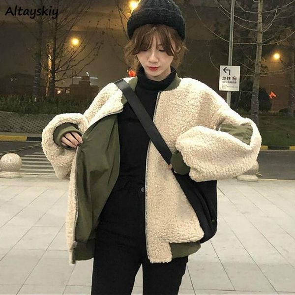 

parkas women winter warm patchwork thickening zipper casual bf invierno student basic chic mujer clothing apricot overcoats soft women', Black