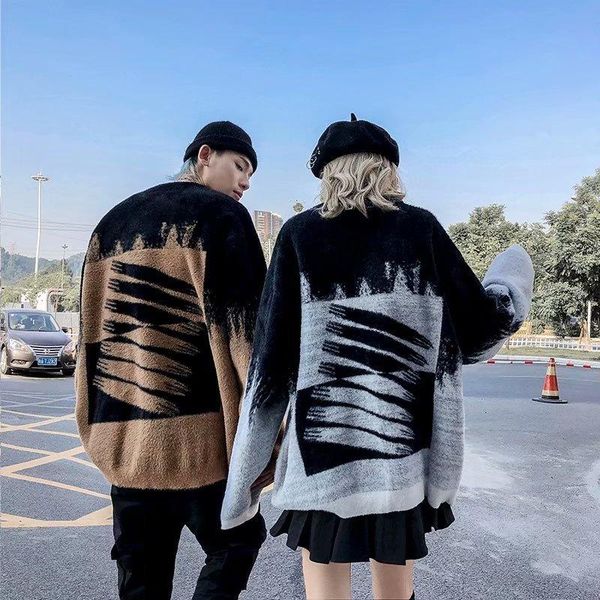 

men's hoodies & sweatshirts 2021 autumn korean version of the sweater tie dyeing couple style contrast fashion trend loose wild, Black