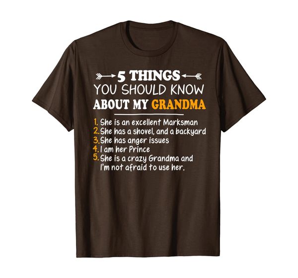 

5 things you should know about my grandma funny t-shirt, White;black