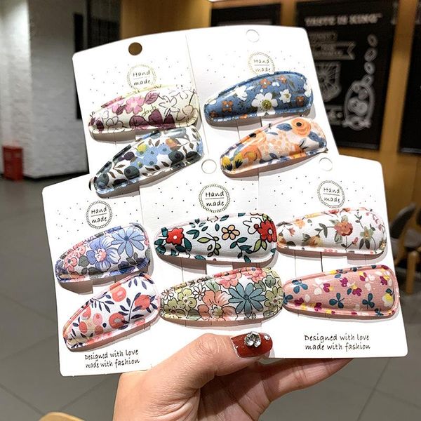 

hair accessories 2pcs cartoon handmade cloth clips bands cute floral hairpin headdress gift for kids girls, Slivery;white