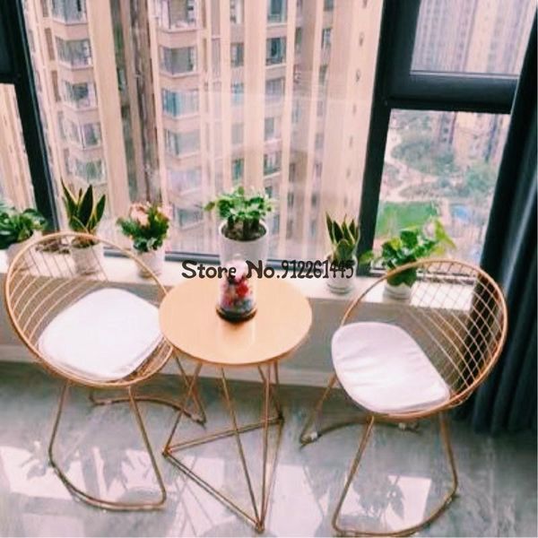 

camp furniture iron dining chair balcony three-piece coffee table nordic dessert milk tea shop and net red cafe outdoor