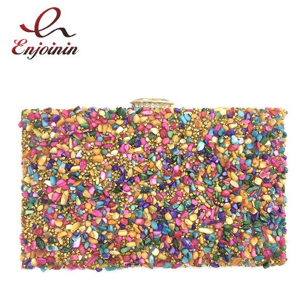 

evening bags colorful diamond stone party clutch for women luxury designer fashion purses and handbags female wedding chain shoulder bag