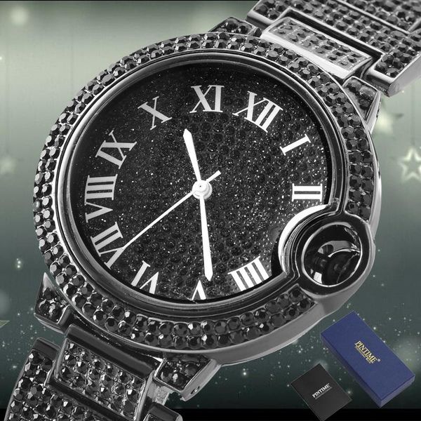 

cool big dial iced out watch men diamond steel hip hop mens watches gold clock reloj hombre relogio masculino wristwatches, Slivery;brown