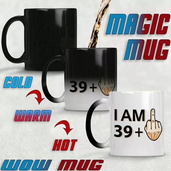 

simply \ magic mug 39+1 funny 40th birthday tea coffee joke middle, White;black