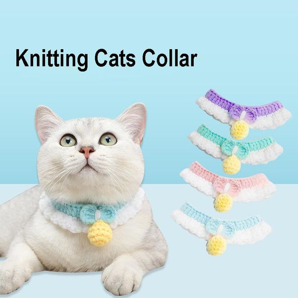 

cat collars & leads knitting cute breakaway adjustable bowknot cats collar puppy pet supplies