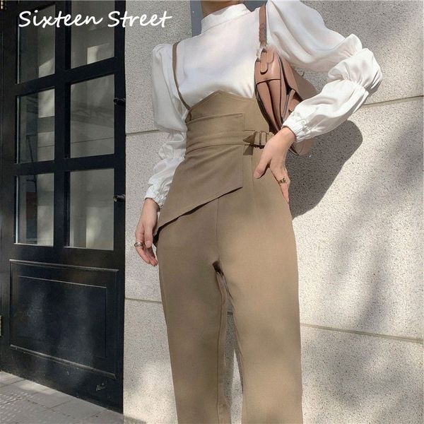 Overalls für frauen herbst hosen büro dame solide lose weibliche hosen hohe taille dünne gerade femme schwarz elegante y2k 80rk