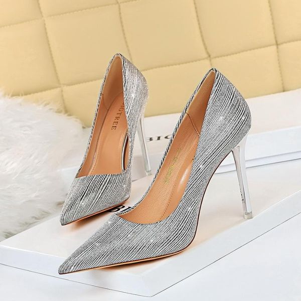 

dress shoes 1829-9 fashion nightclub show thin heel super high shallow mouth pointed sparkle sequin cloth single, Black