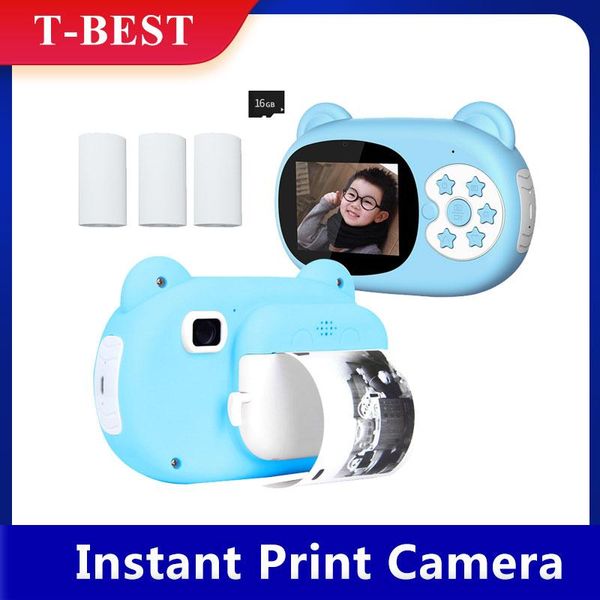 

children instant print camera 2.4 inch screen 12mp po selfie 1080p fhd video thermal inkless printing with 16gb card printers