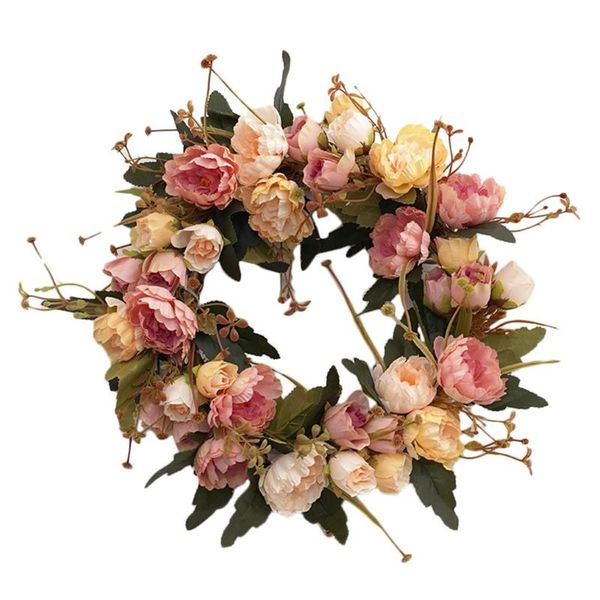 

artificial vintage peony wreath spring summer fall winter for outdoor front door indoor wedding wall window decor decorative flowers & wreat