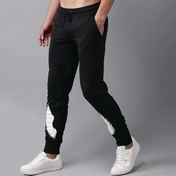 

men's pants casual loose drawstring tether fashion jogging fitness harajuku hip hop streetwear joggers man elastic waist sweatpants, Black