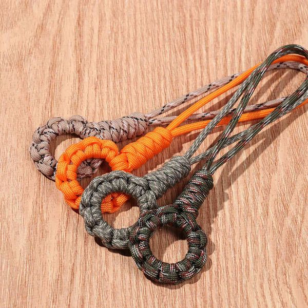 Multifunzione fatta a mano 7-Core Ombrello Ombrello Tessitura Portachiavi Keychain Lanyard Paracord Knitting Anti-Lost Ring Fibbia Portachiavi auto