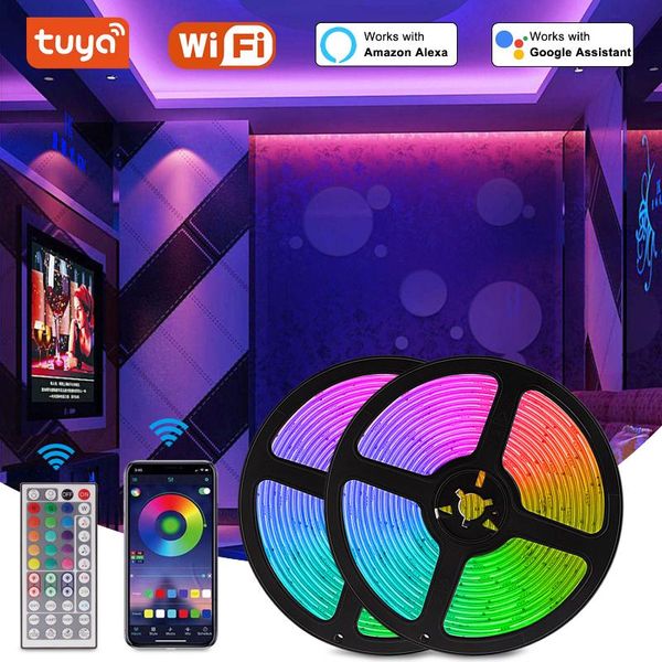

strips tuya smart led strip lights wifi rgb light 12v work with alexa google voice remote control for room decor